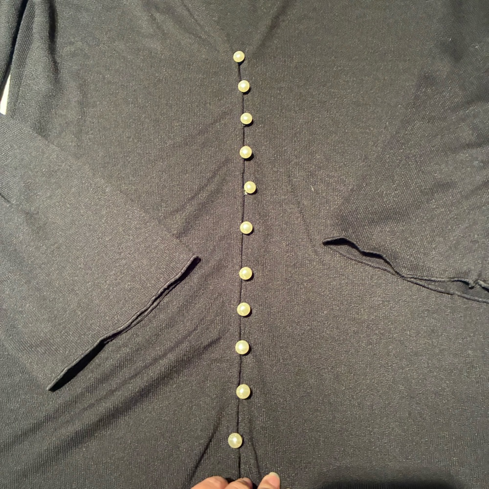 Princess Polly Black Button-Front Ribbed Cardigan - Picture 7 of 11